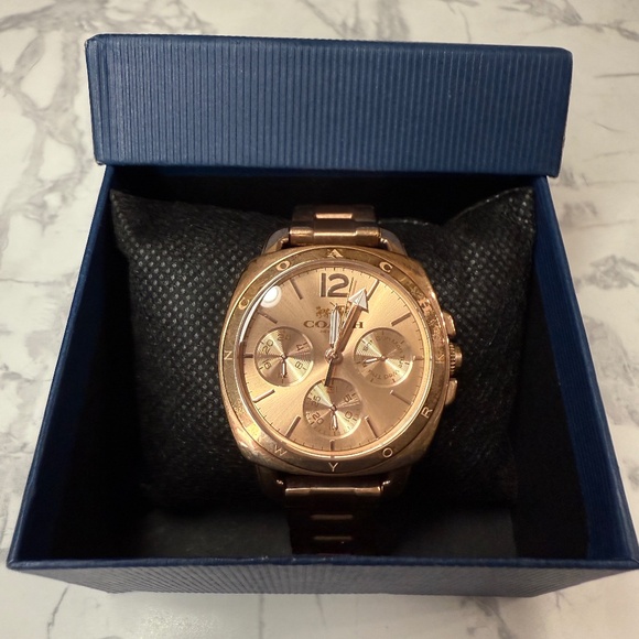 Coach Boyfriend 38 mm Rose Gold Plated Multifuntion Watch - Picture 1 of 8